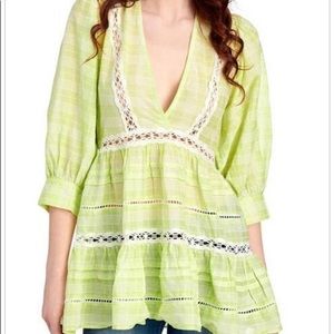 Free people green checkered tunic great condition
